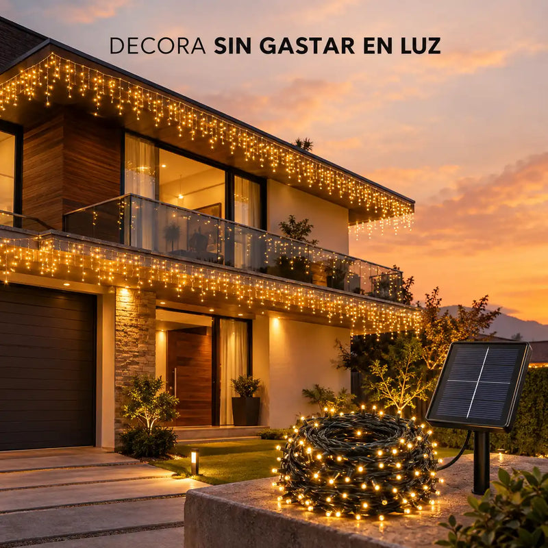 Luces navidad panel solar 600 led 27 metros