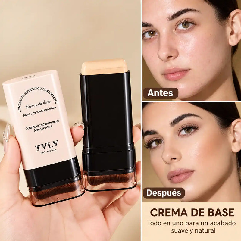 TVLV Base Y Corrector con brocha - Excelente cobertura en segundos