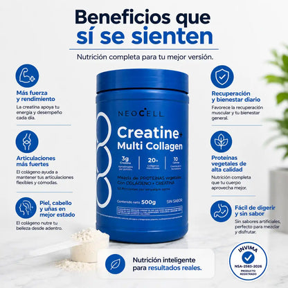 NeoCell™️Creatina 500g — Colágeno y Fuerza en Cada Porción