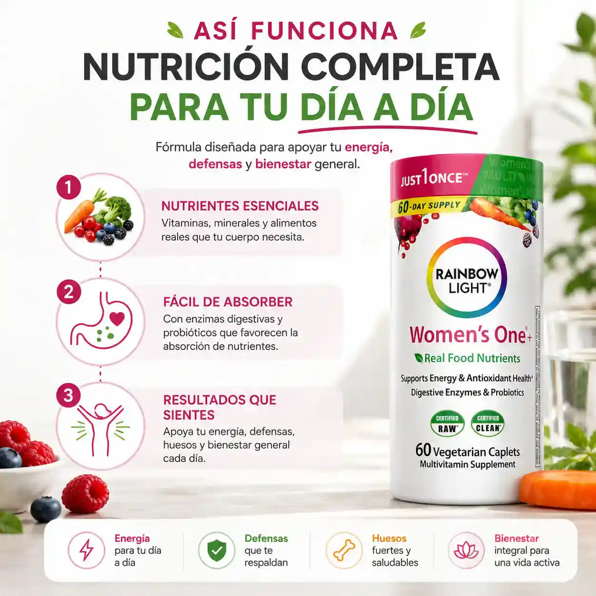 Rainbow Light Women's™ Energía & Bienestar Diario 60 Capsulas