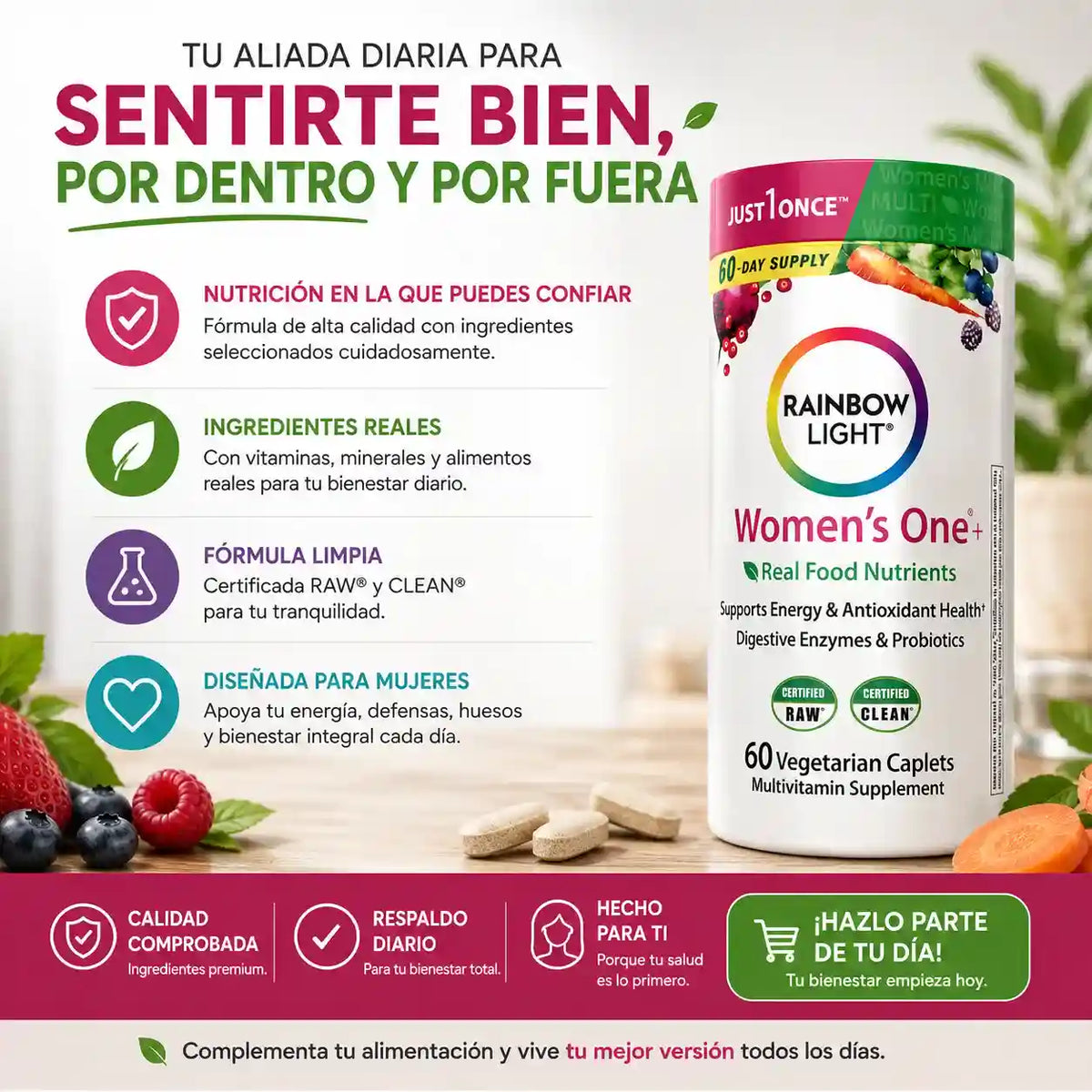 Rainbow Light Women's™ Energía & Bienestar Diario 60 Capsulas